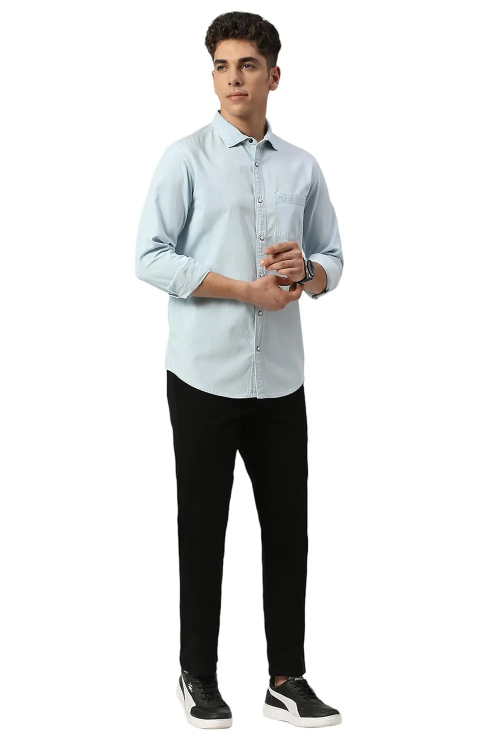 Slim Fit Cotton Indigo Shirt