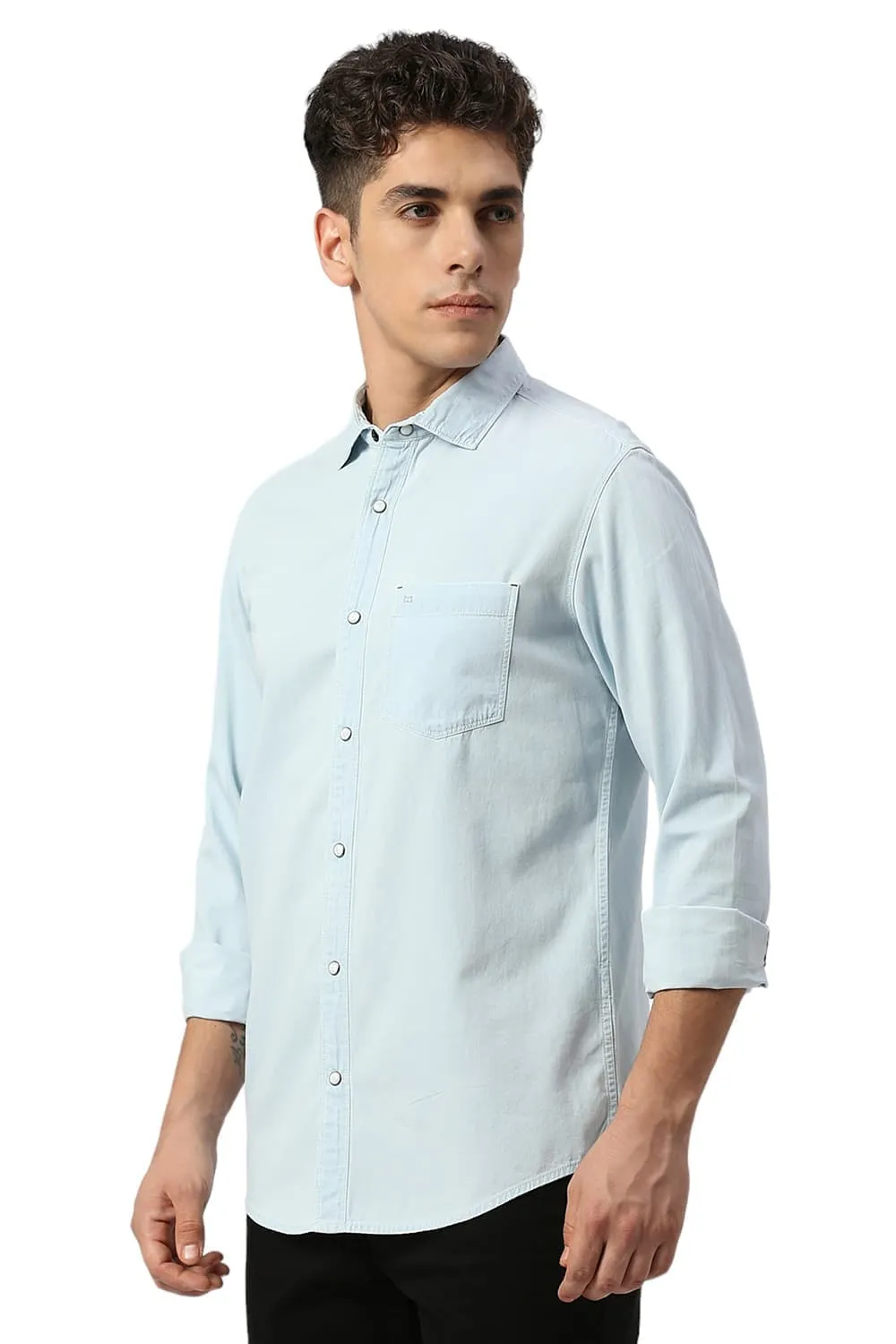 Slim Fit Cotton Indigo Shirt