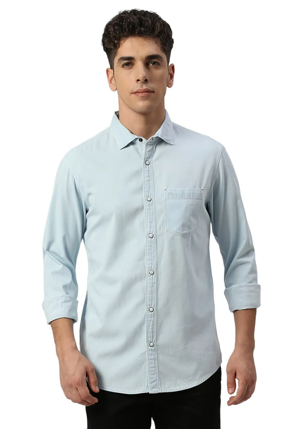 Slim Fit Cotton Indigo Shirt