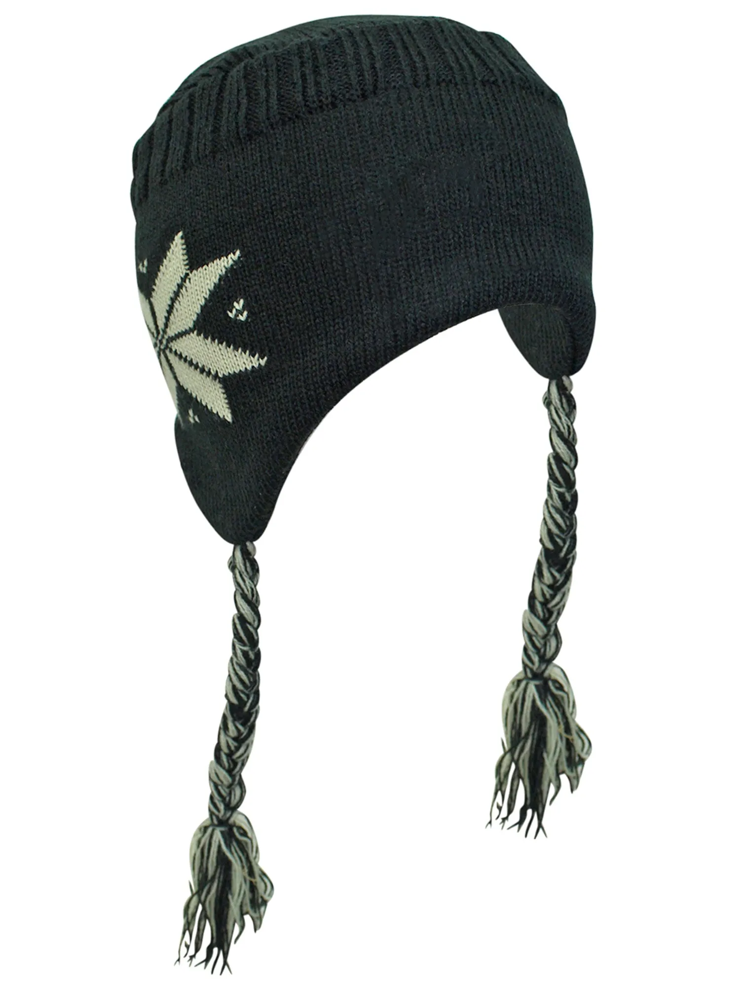 Snowflake Tibetan Knit Hat With Tassels