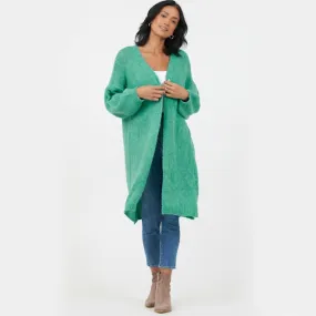 Soft Knit Long Cardigan Green