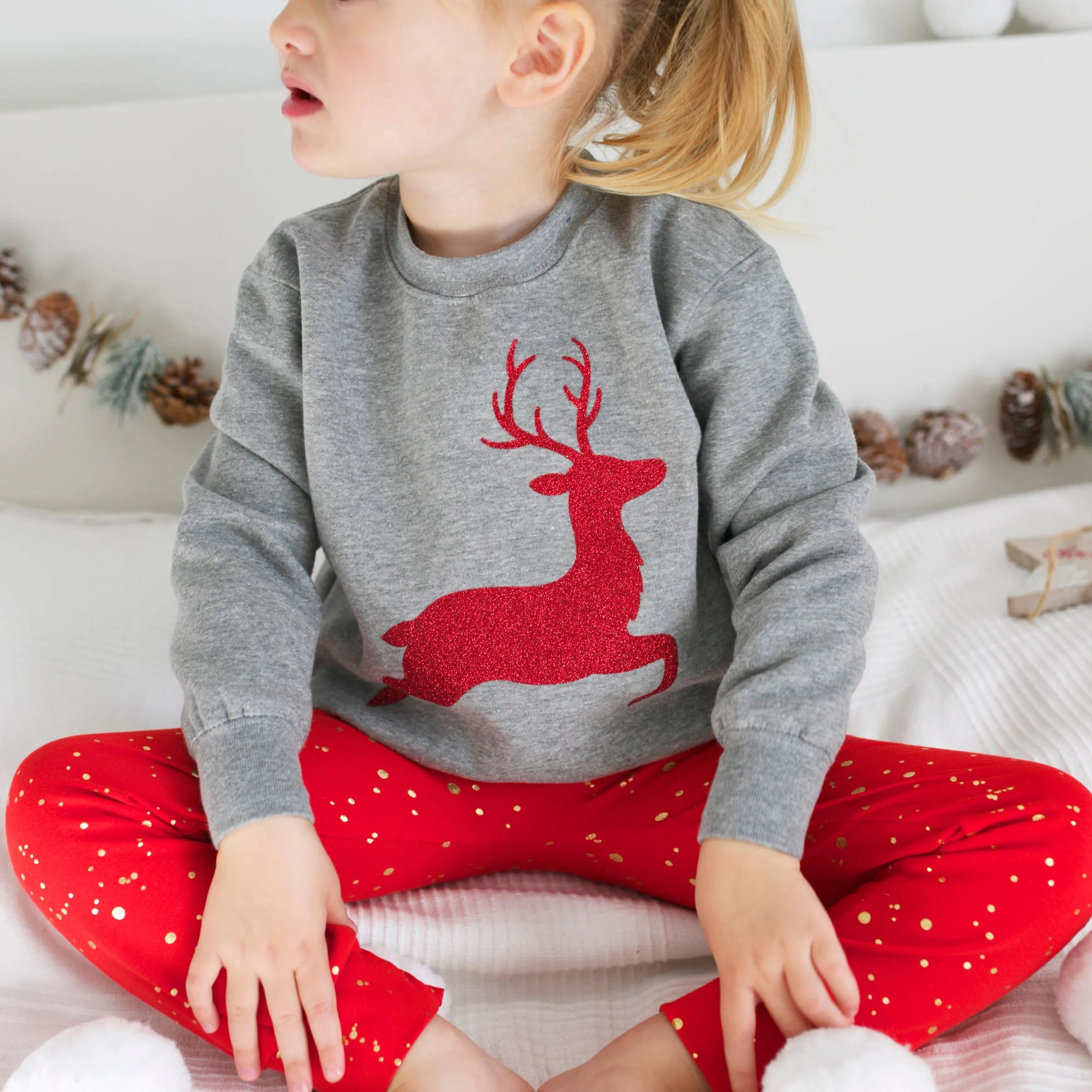 Sparkle Reindeer Grey sweater