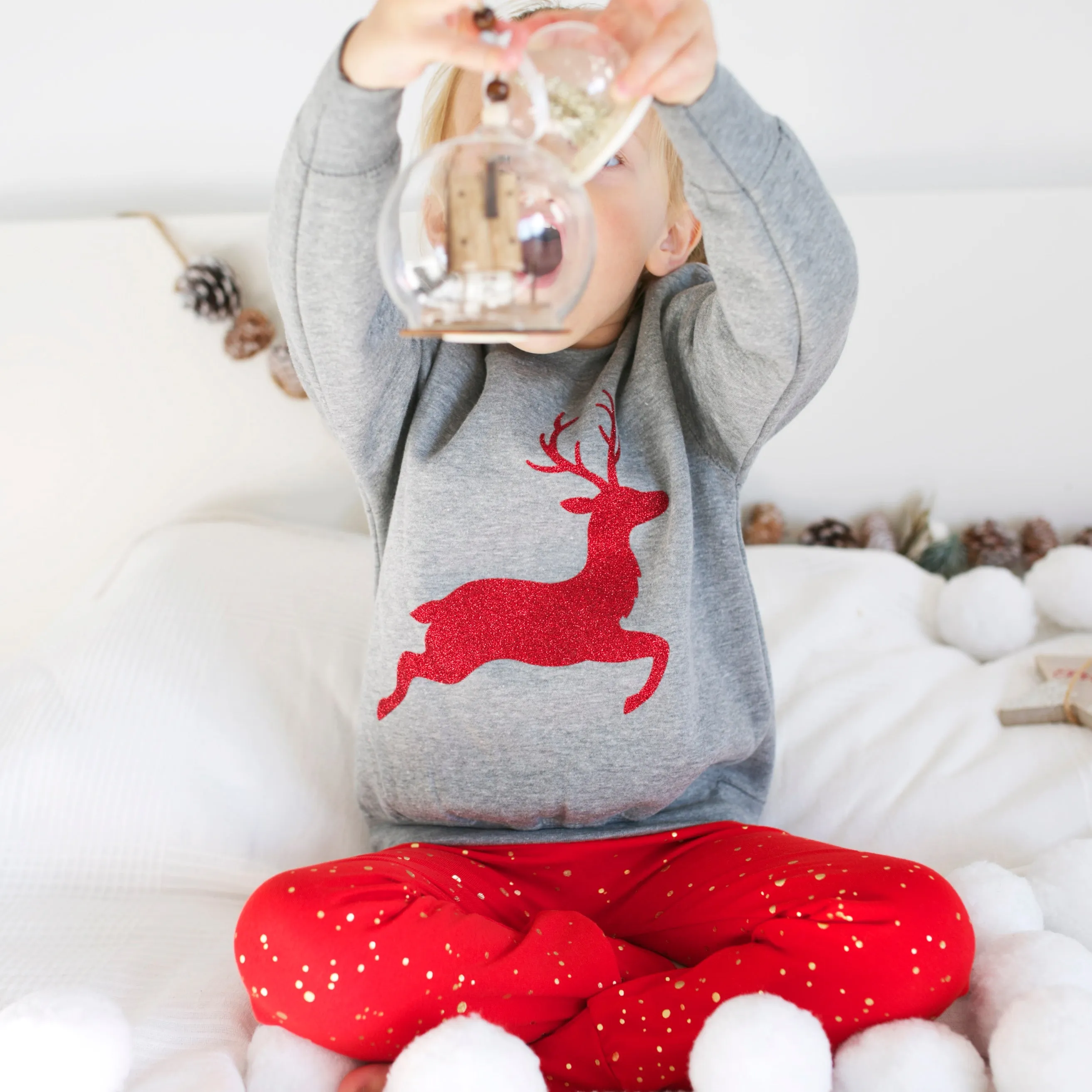 Sparkle Reindeer Grey sweater