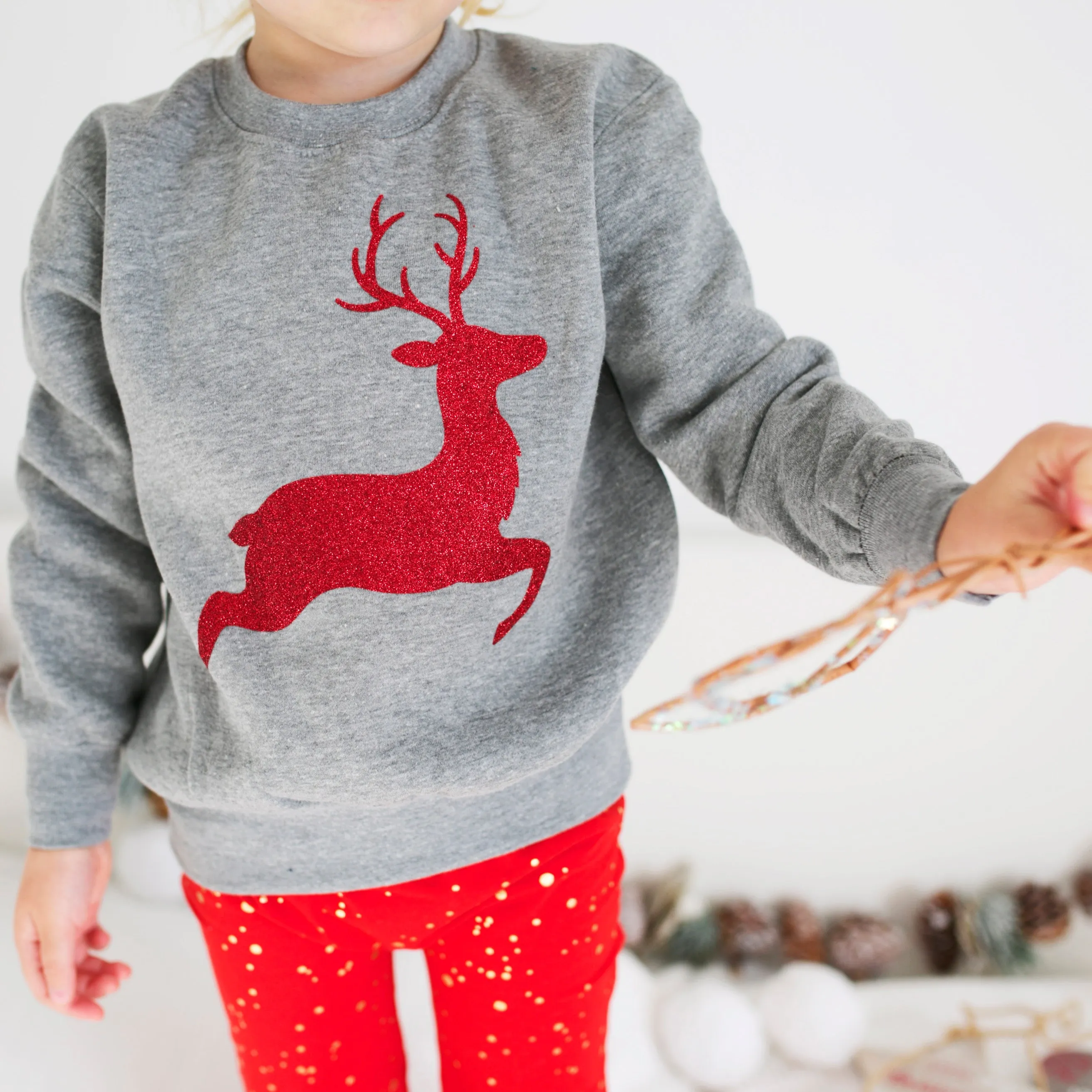 Sparkle Reindeer Grey sweater