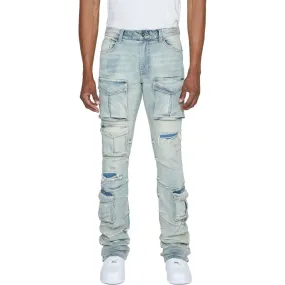 Stacked Utility Jeans - Industrial Blue