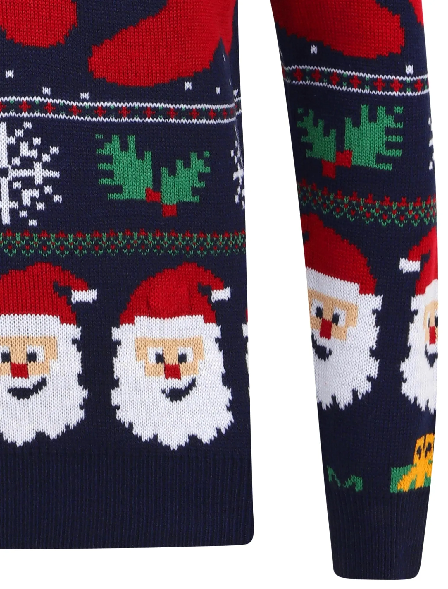 Stocking Wallpaper Print LED Light Up Novelty Christmas Jumper in Ink - Merry Christmas