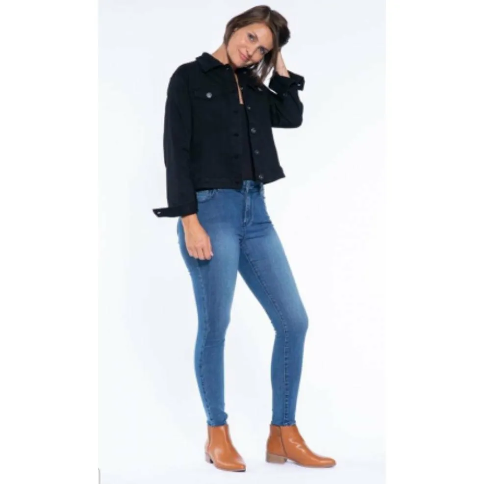 Stretch Cotton Jean Jacket - Black