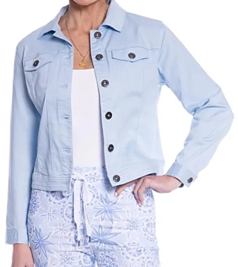 Stretch Cotton Jean Jacket - Blue