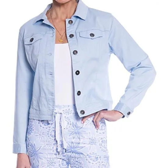 Stretch Cotton Jean Jacket - Blue