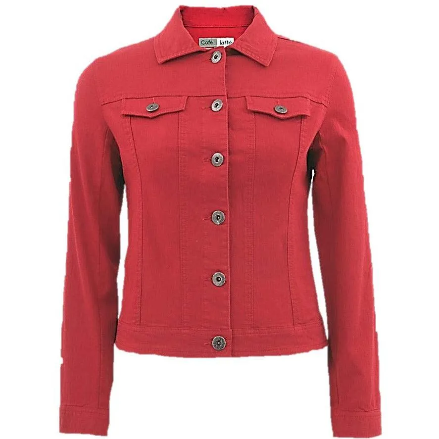 Stretch Cotton Jean Jacket - Red