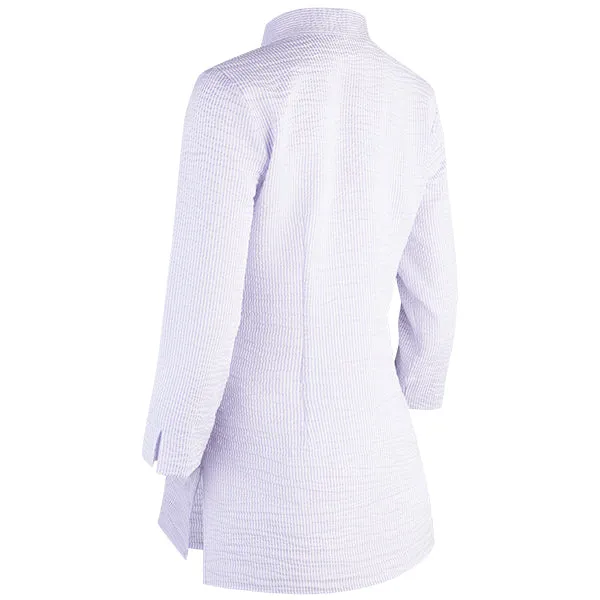 Stripe Polo Collar Tunic in Light Lavender