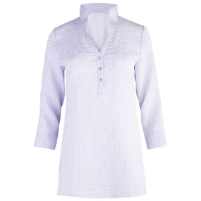 Stripe Polo Collar Tunic in Light Lavender