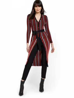 Striped V-Neck Duster