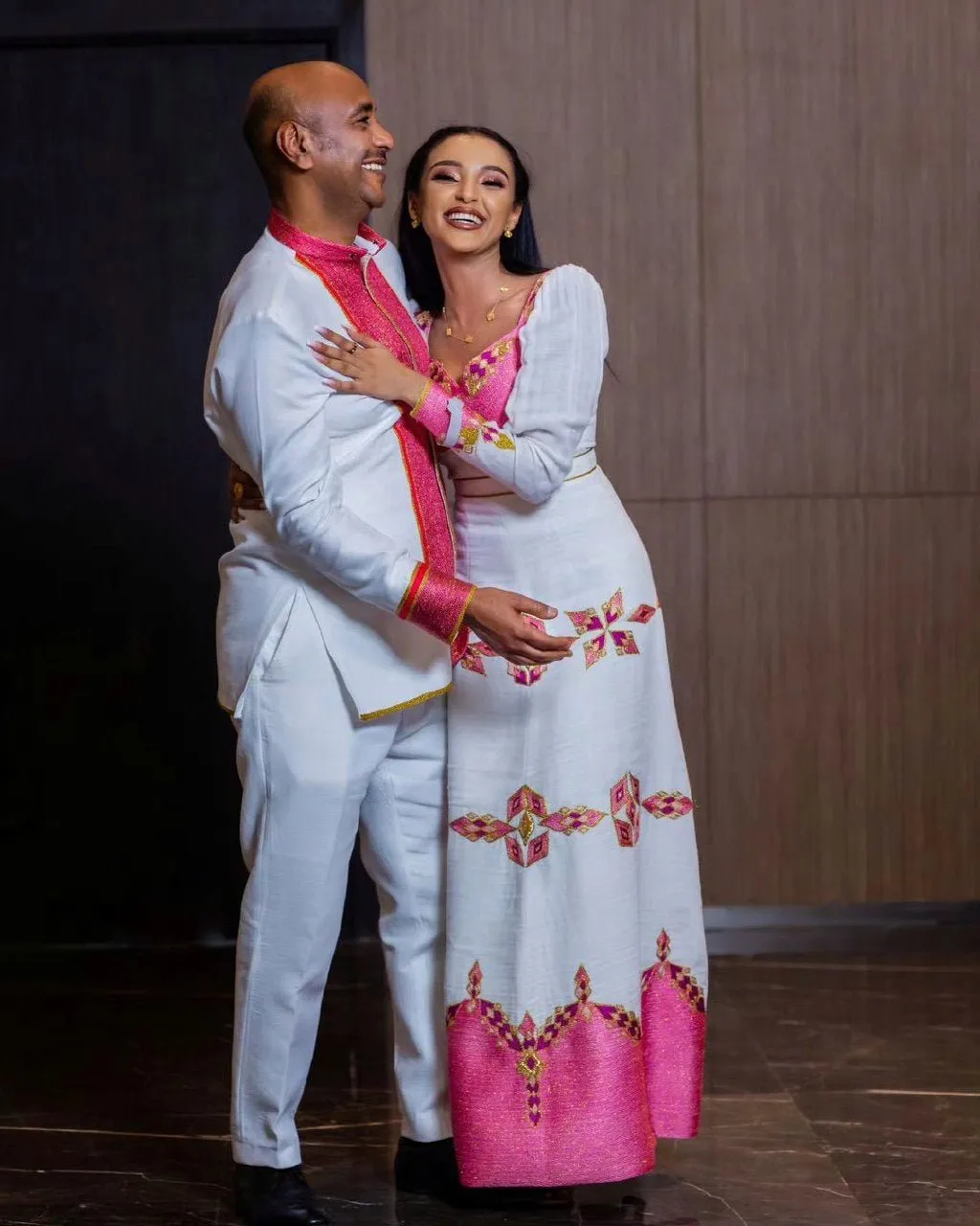 Stylish Habesha Matching Outfits Pink Design Ethiopian Matching Outfits