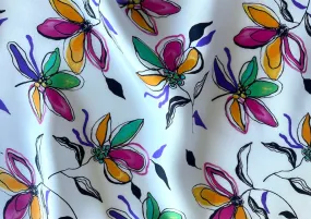 Summery Bright Fleur Toss Silk Twill (Made in Italy)