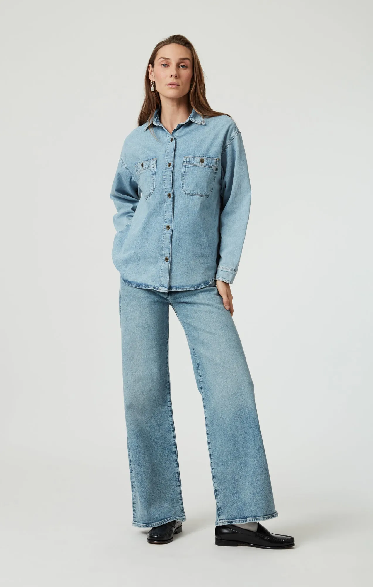 SUSAN DENIM SHIRT IN LIGHT USED DENIM