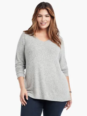 Sweet Dreams V-Neck Top in Grey Mix