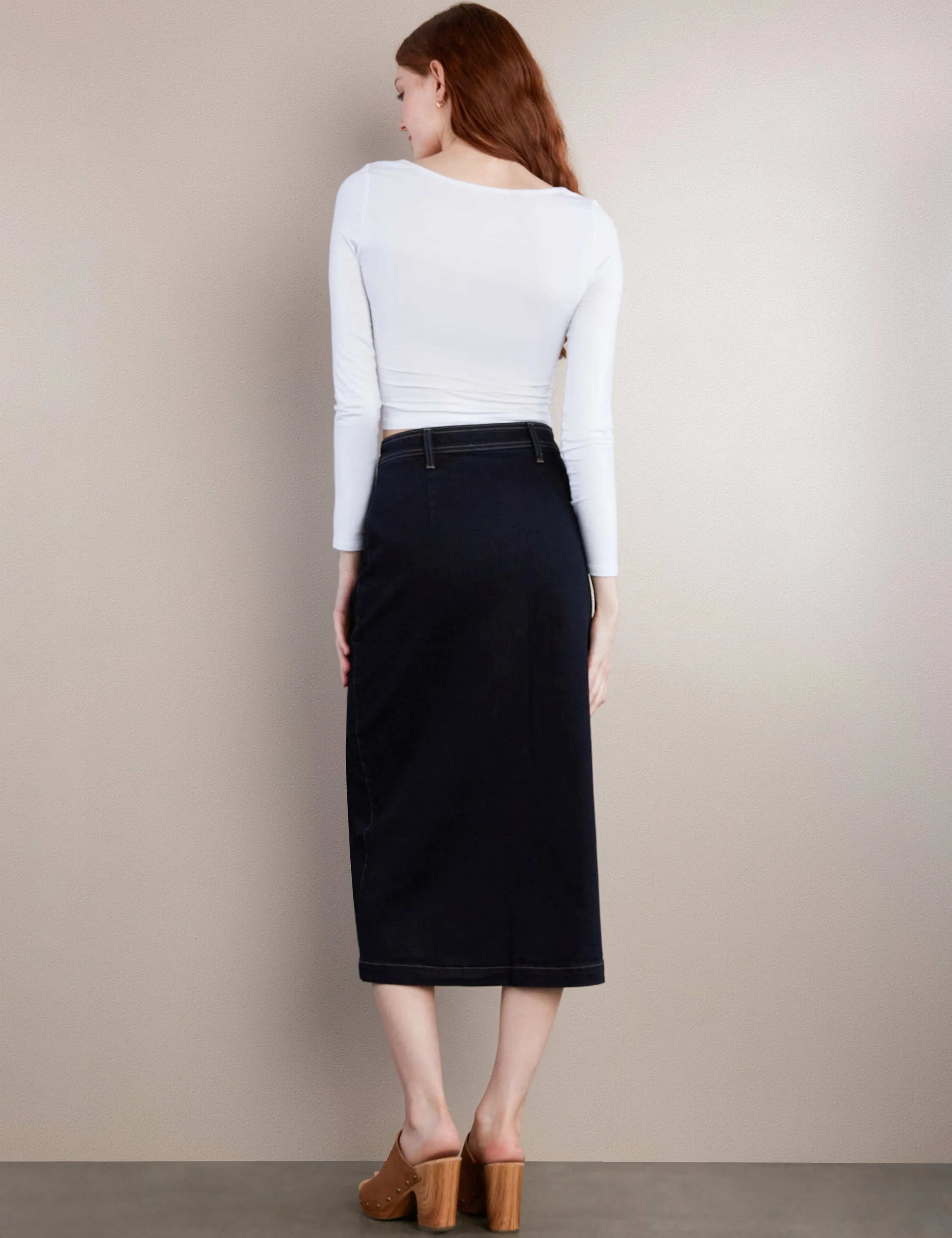 Tab Pocket Button Front Skirt