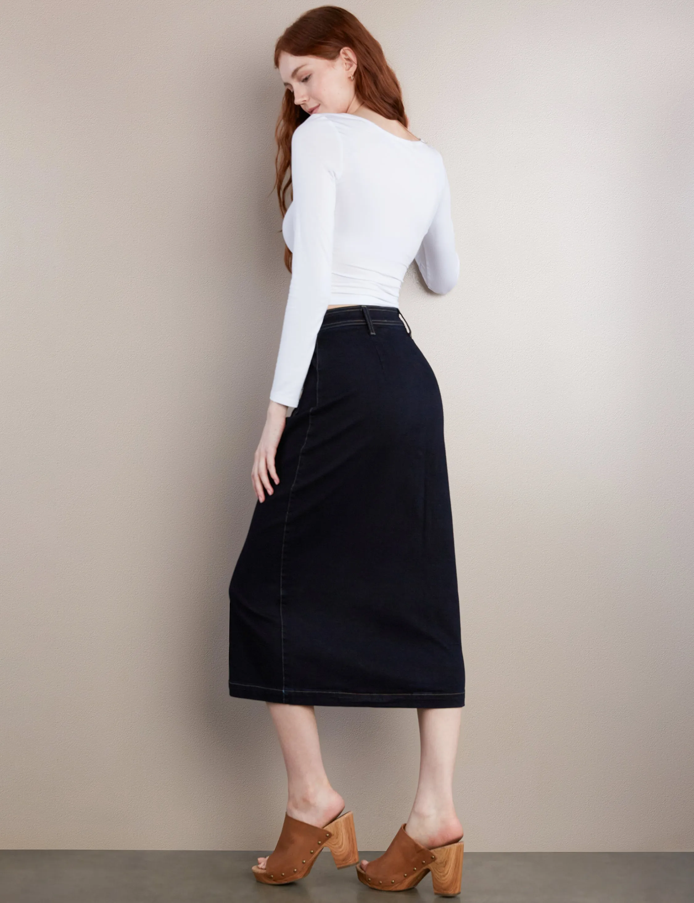 Tab Pocket Button Front Skirt