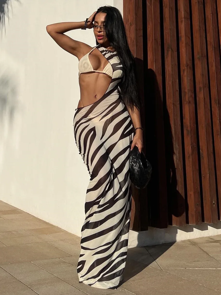 TastyHottie - Vicki Zebra Print Beach Maxi Dress