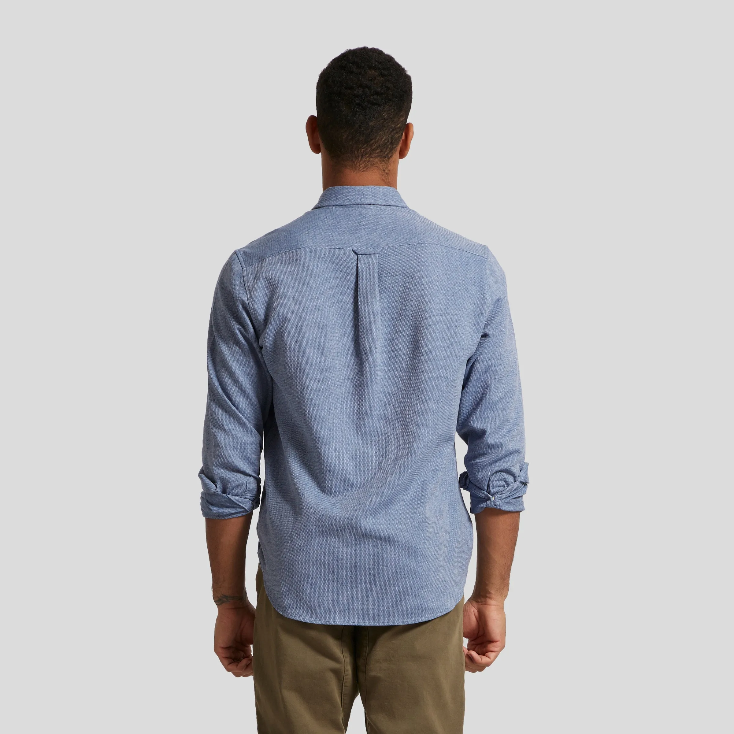 Textured Basketweave Shirt - Blue