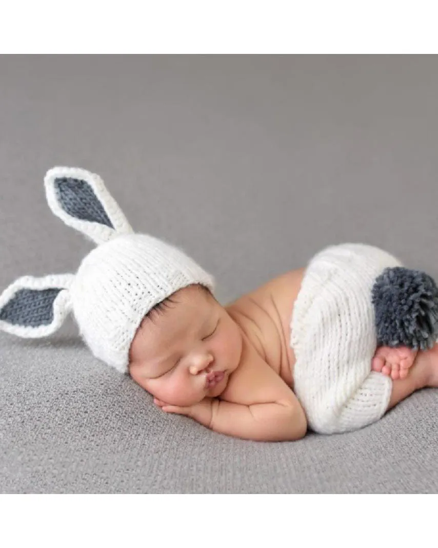 The Blueberry Hill Grey Bunny Newborn Knit Set