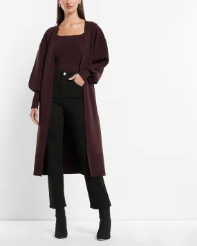 Tie Belted Duster Cardigan in Dark Purple