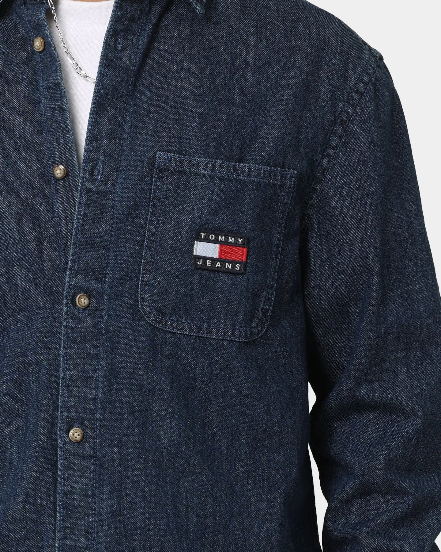 Tommy Jeans TJM Denim Badge Shirt Mid Indigo