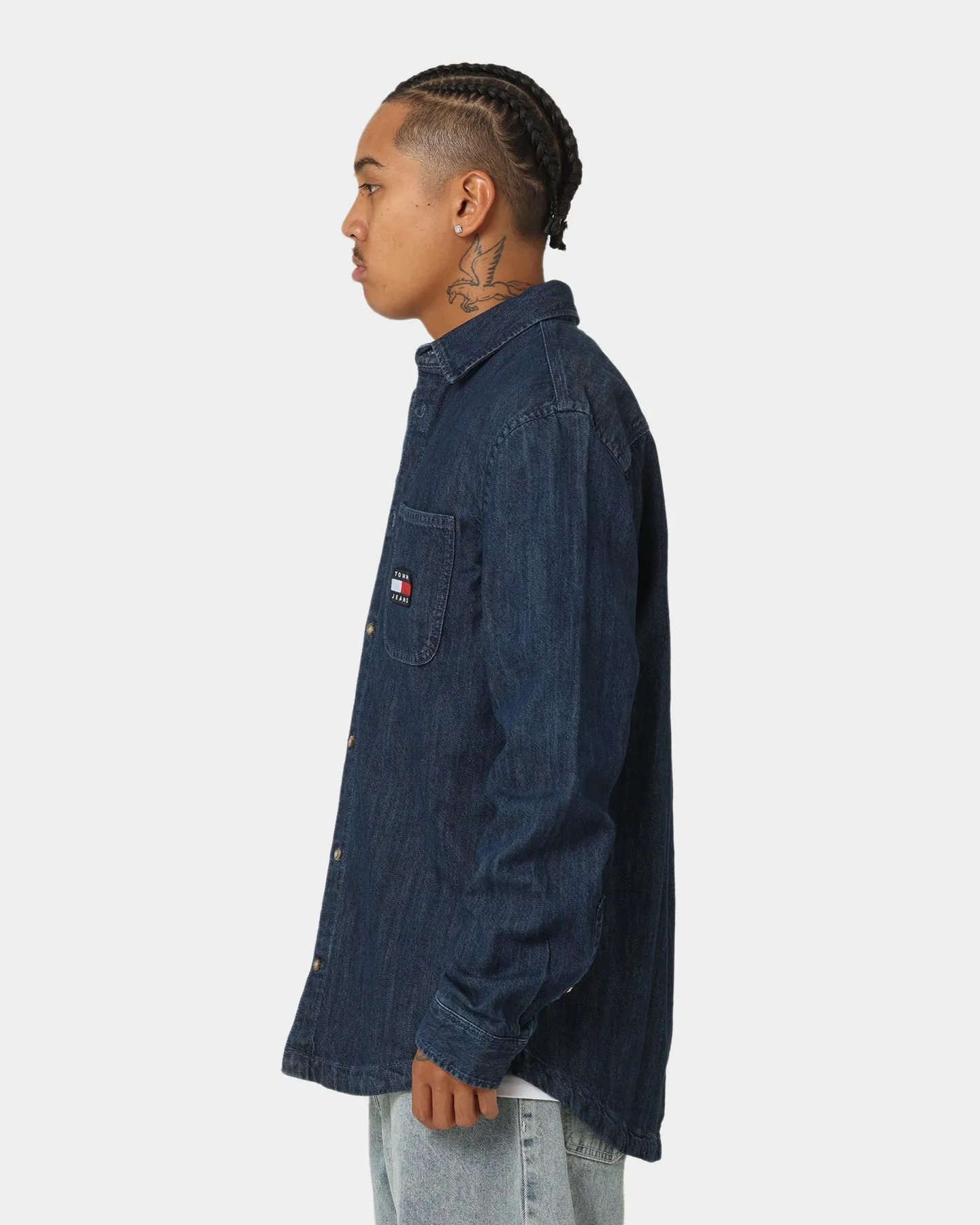 Tommy Jeans TJM Denim Badge Shirt Mid Indigo