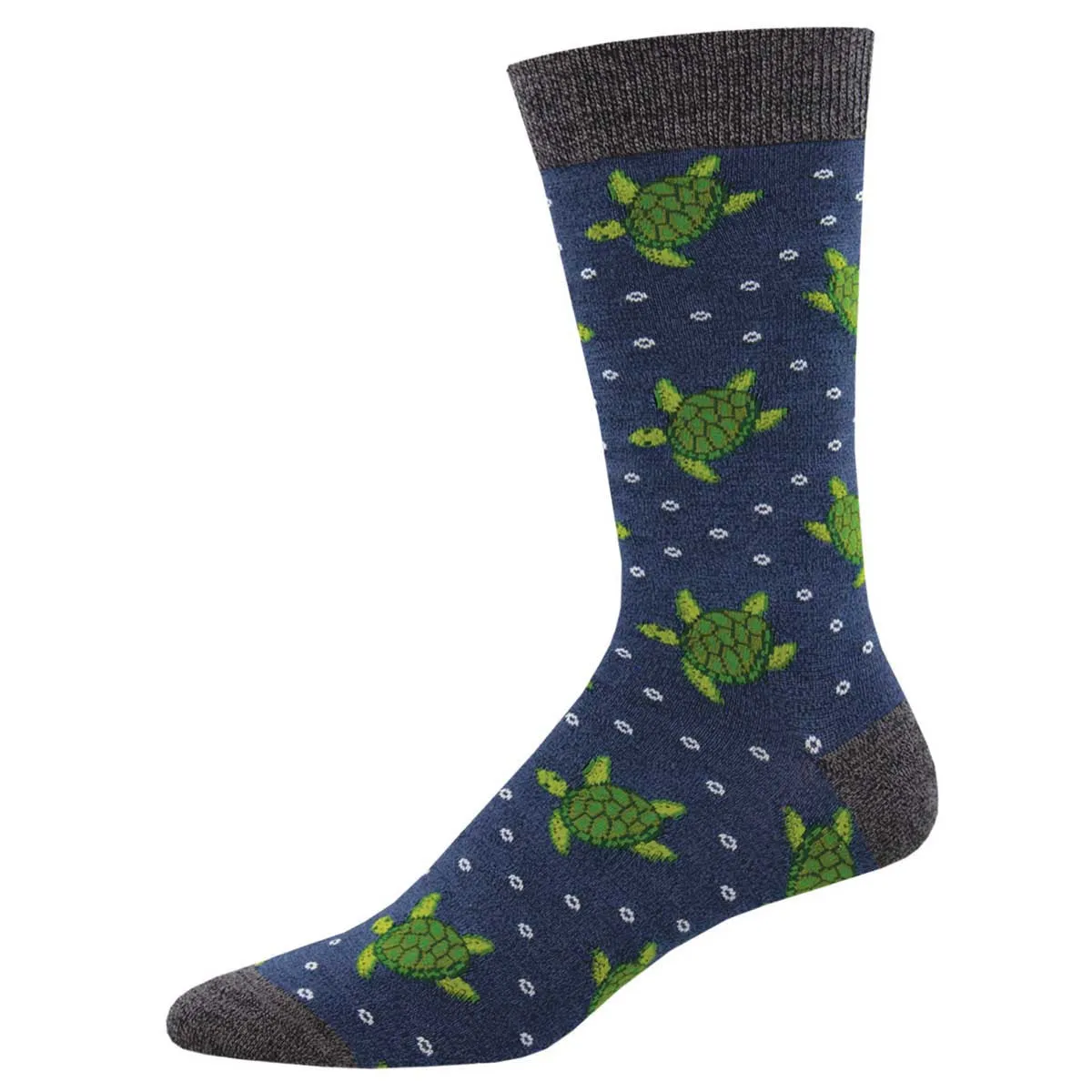 Turtle Tales (Denim Blue) Bamboo Men's Crew Socks