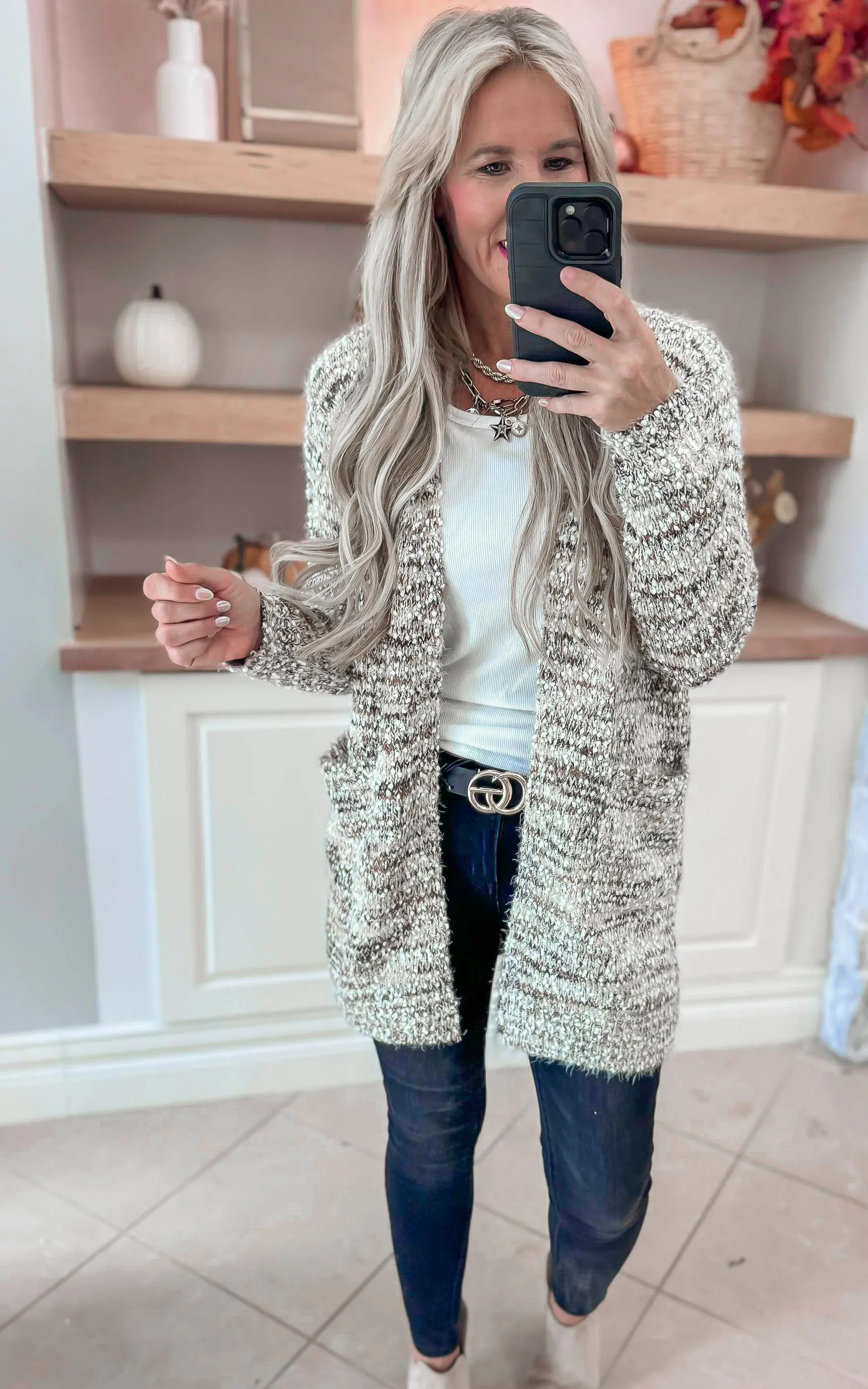 Two Toned Neutral Cozy Cardigan