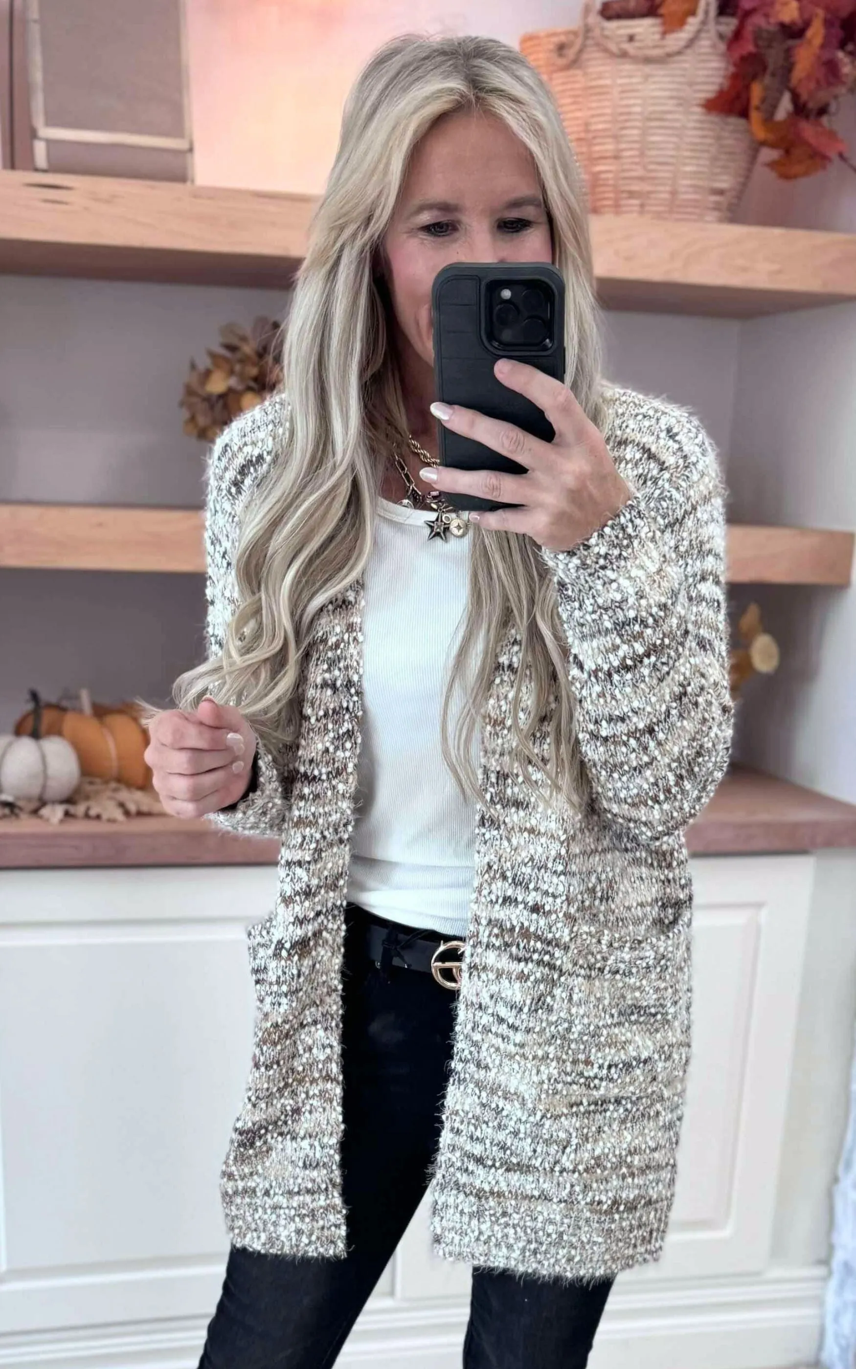 Two Toned Neutral Cozy Cardigan