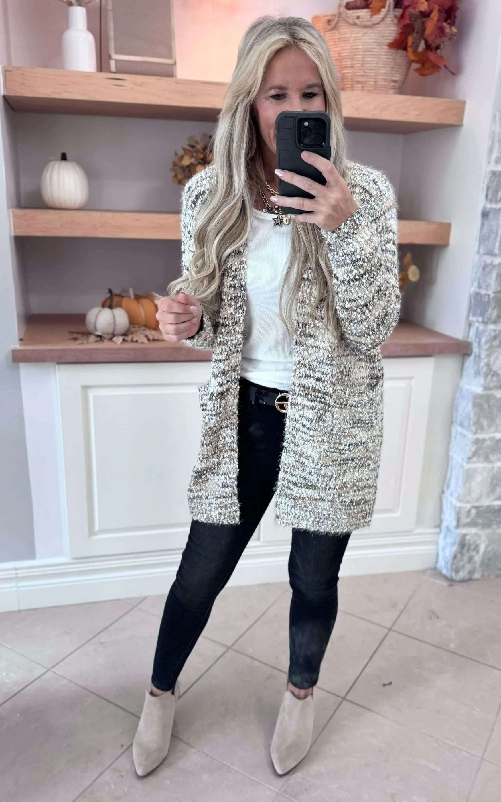 Two Toned Neutral Cozy Cardigan