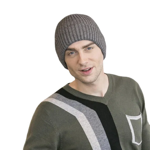 Unisex Classic Warm Thick Knit Hat Street Simple Style Couples Brimless Hats