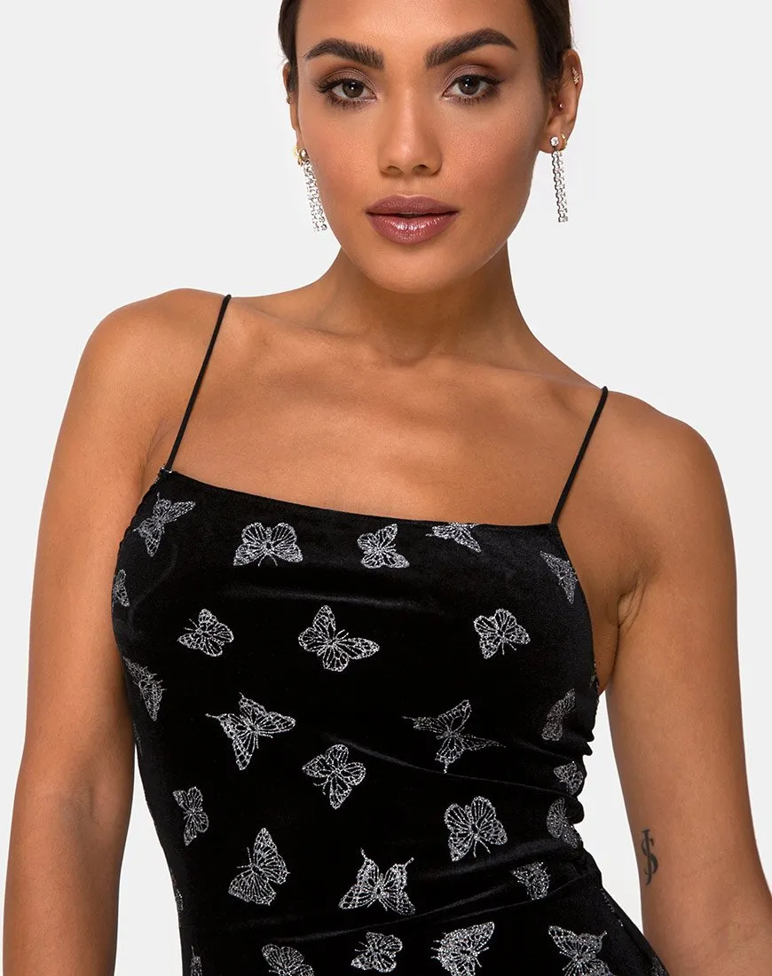 Verdina Dress Black with Glitter Butterfly