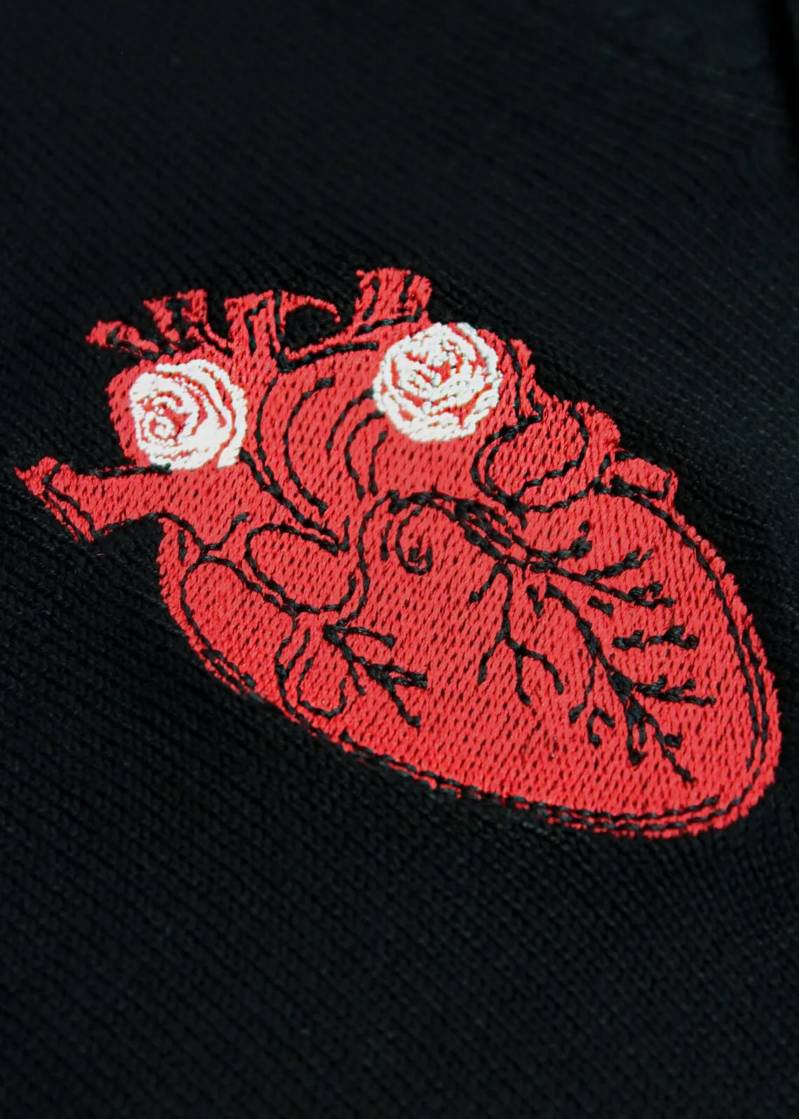 Vintage Inspired Anatomical Heart Black Knit Retro Top