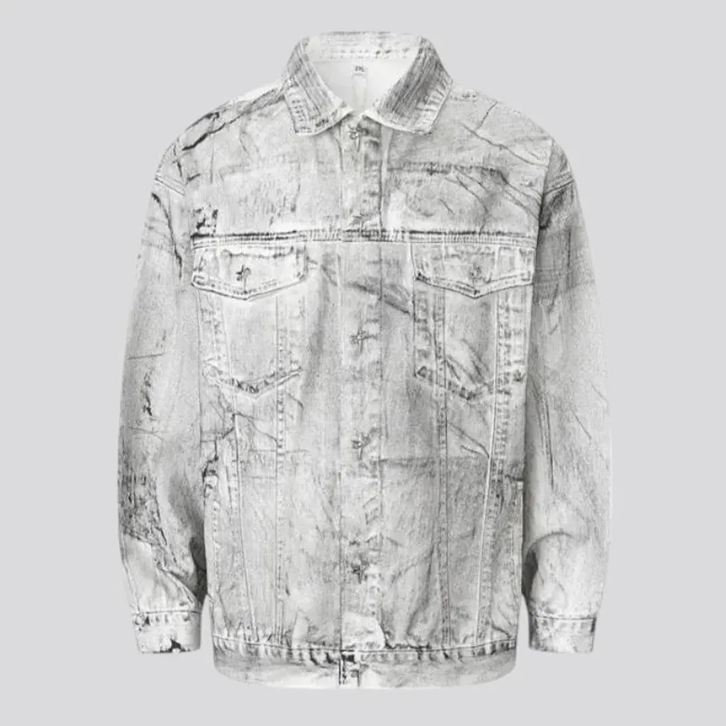 Vintage pattern oversized men's denim jacket