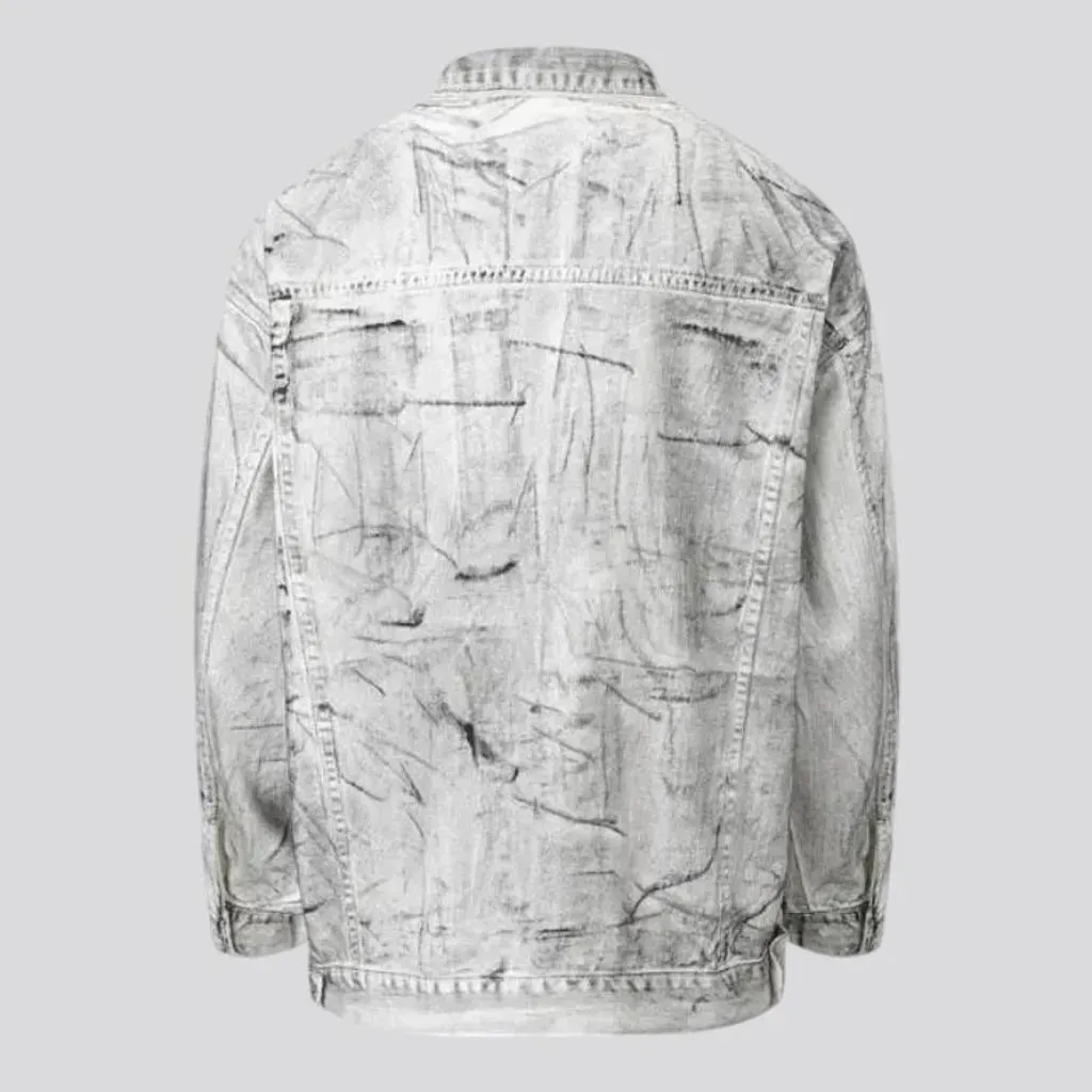 Vintage pattern oversized men's denim jacket