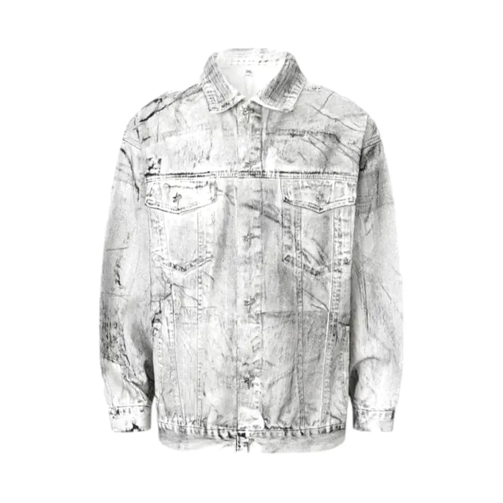 Vintage pattern oversized men's denim jacket