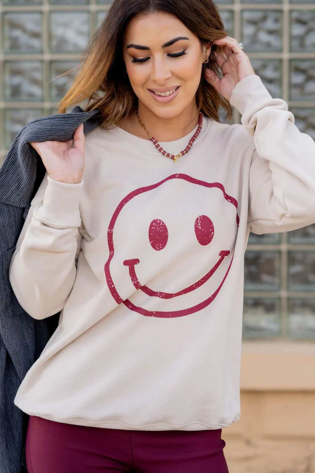 Vintage Smiley Face Graphic Crewneck