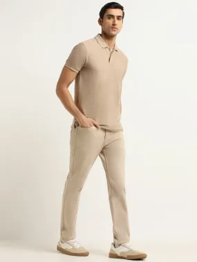 WES Casuals Beige Denim Relaxed Fit Mid Rise Jeans