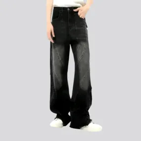 Wide fit and ragged hem jeans for men