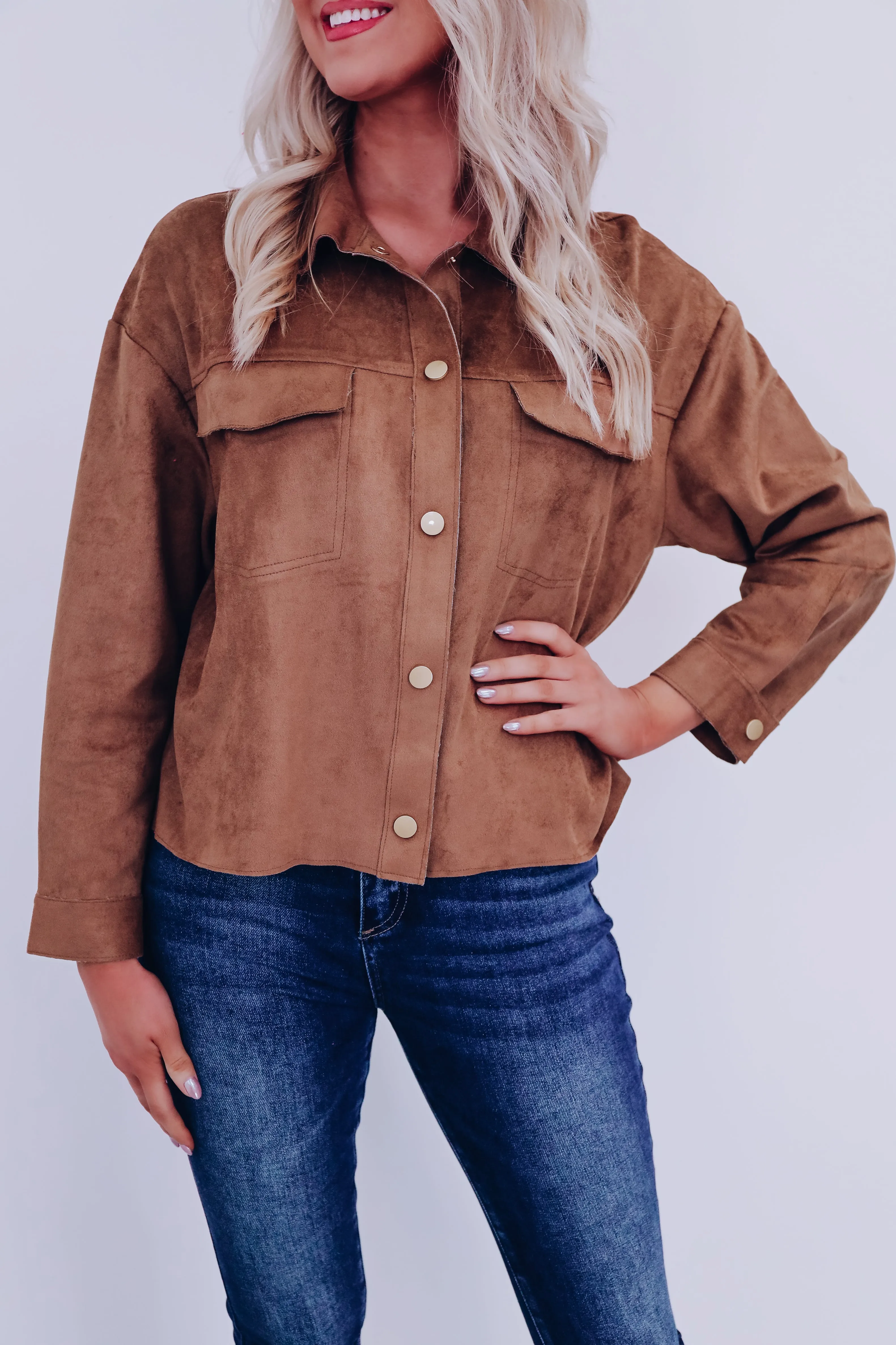 Williston Faux Suede Jacket - Brown