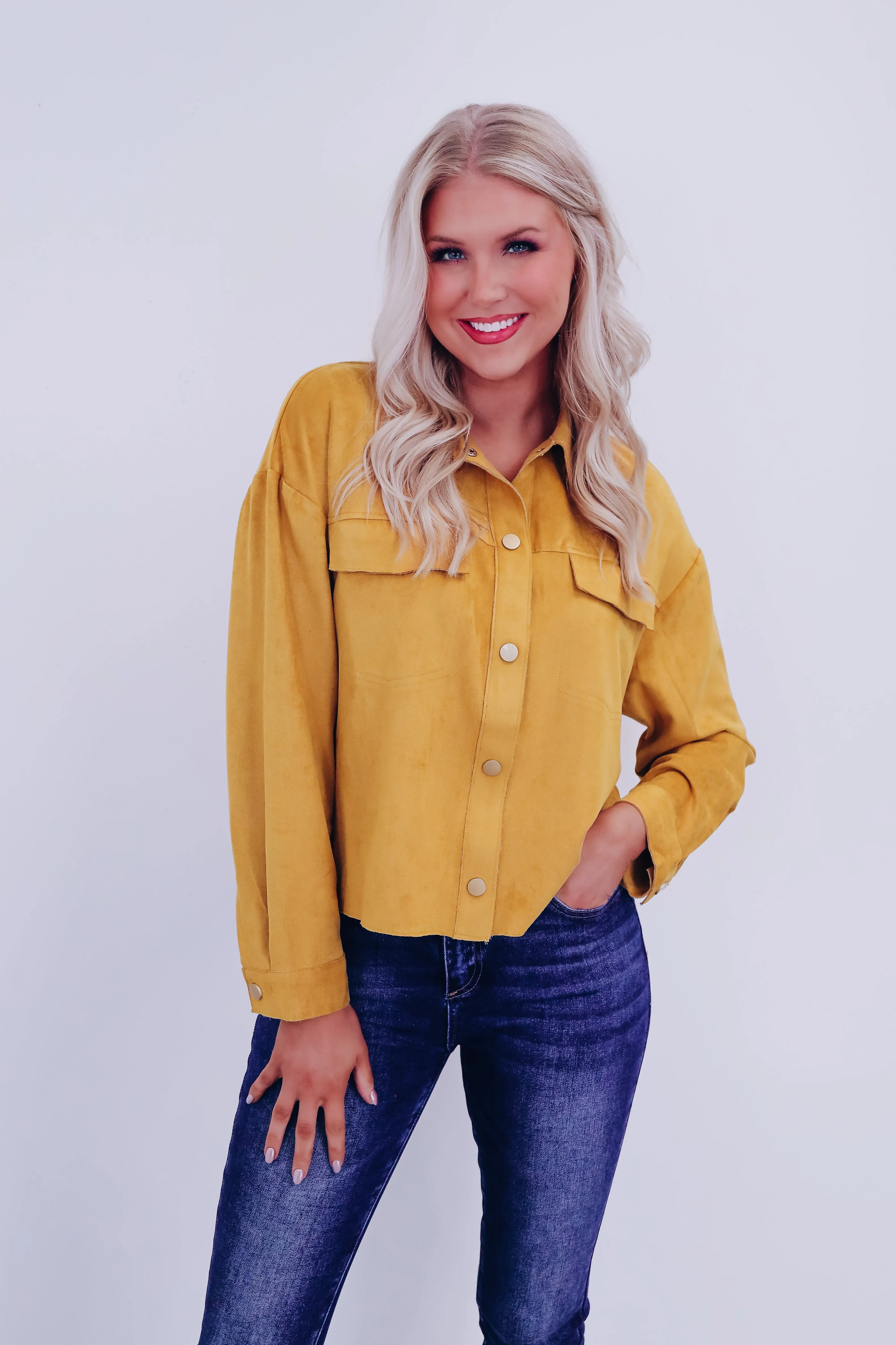 Williston Faux Suede Jacket - Mustard