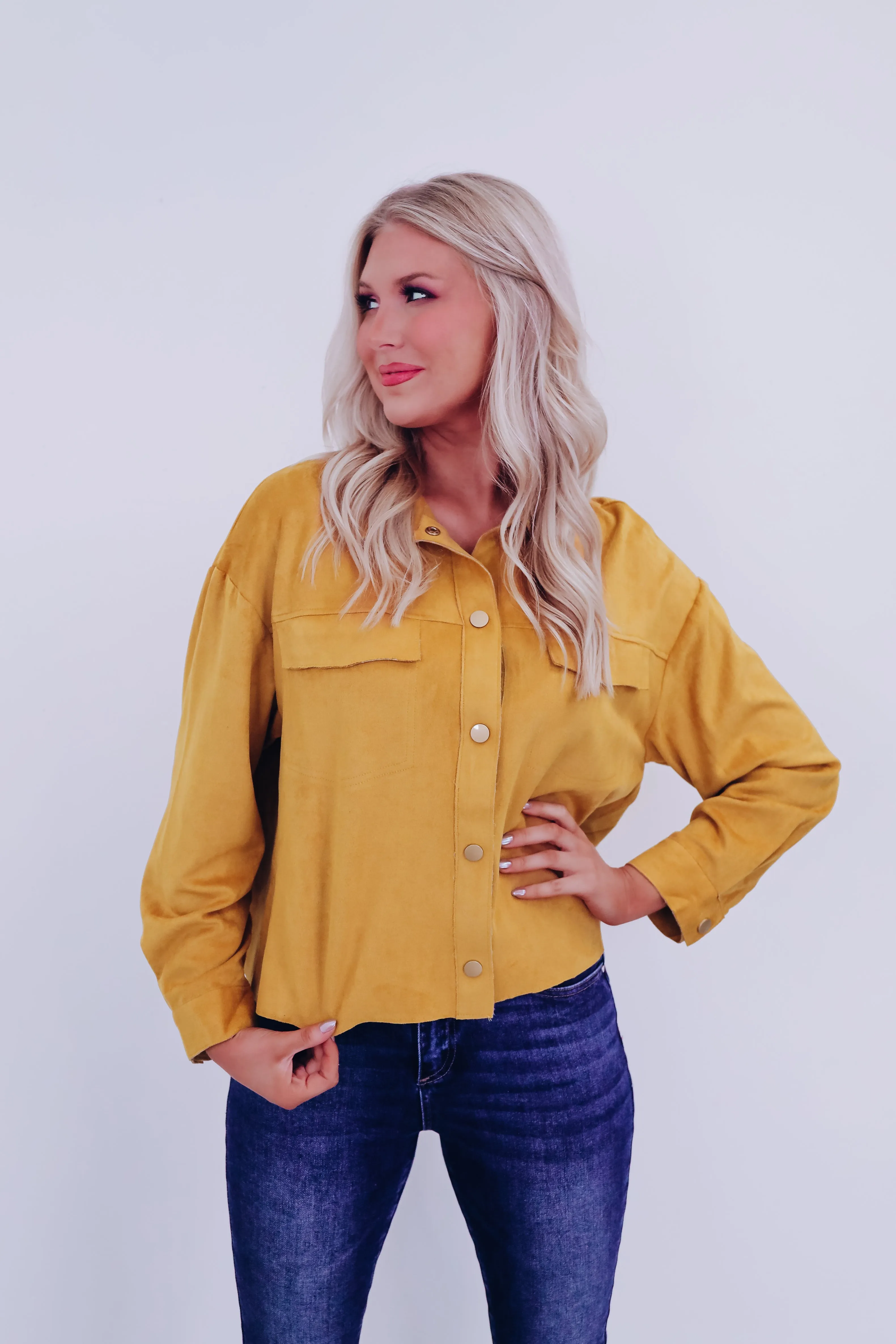 Williston Faux Suede Jacket - Mustard