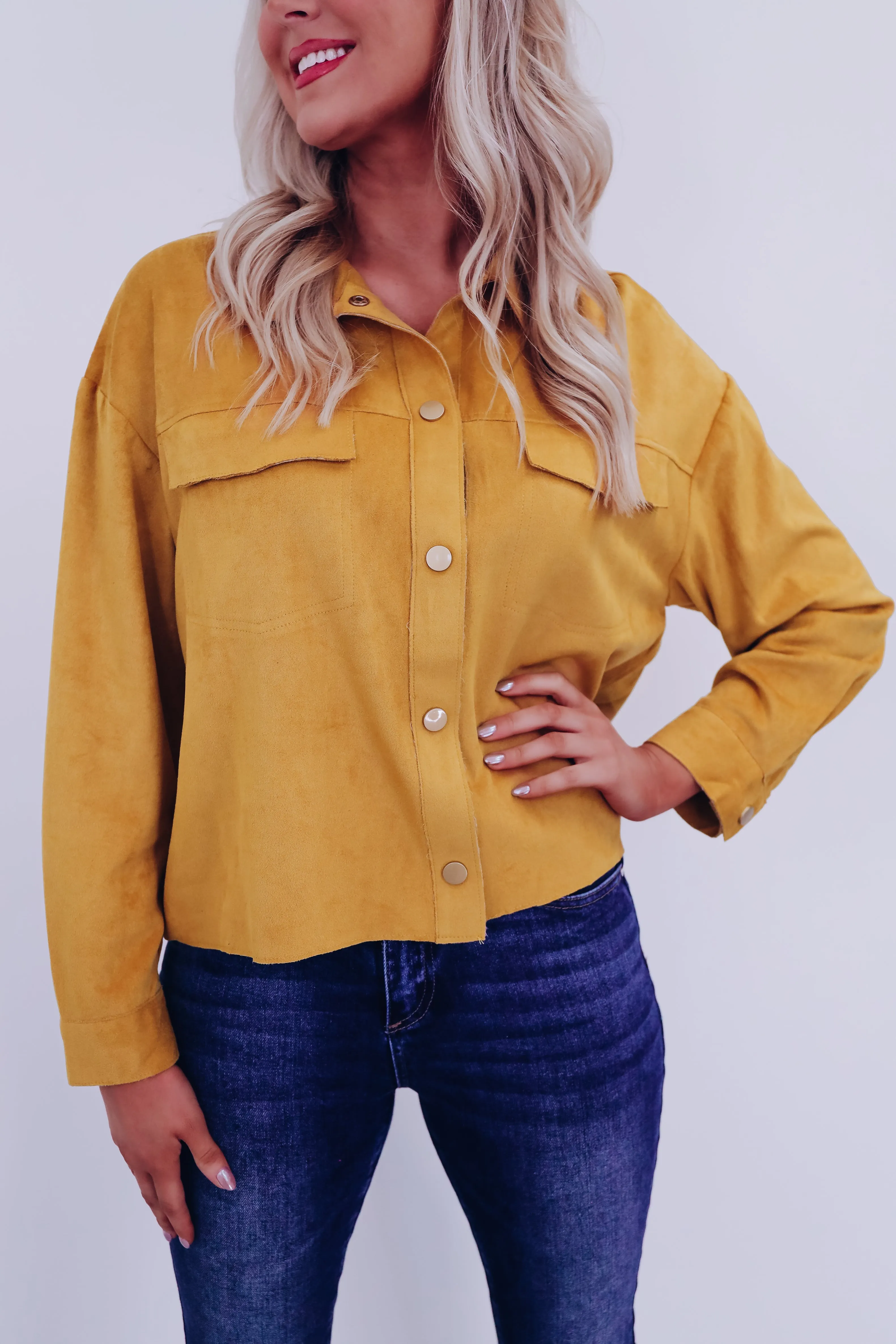 Williston Faux Suede Jacket - Mustard