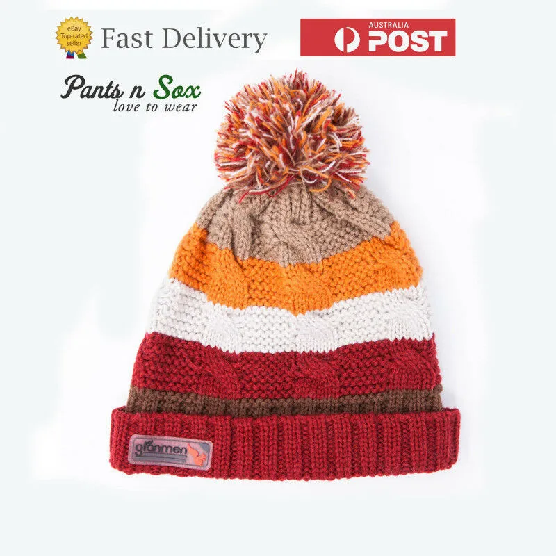 Winter Ski Hat Cap Knit Warm Baggy Women Men Colorful Red Orange White Un