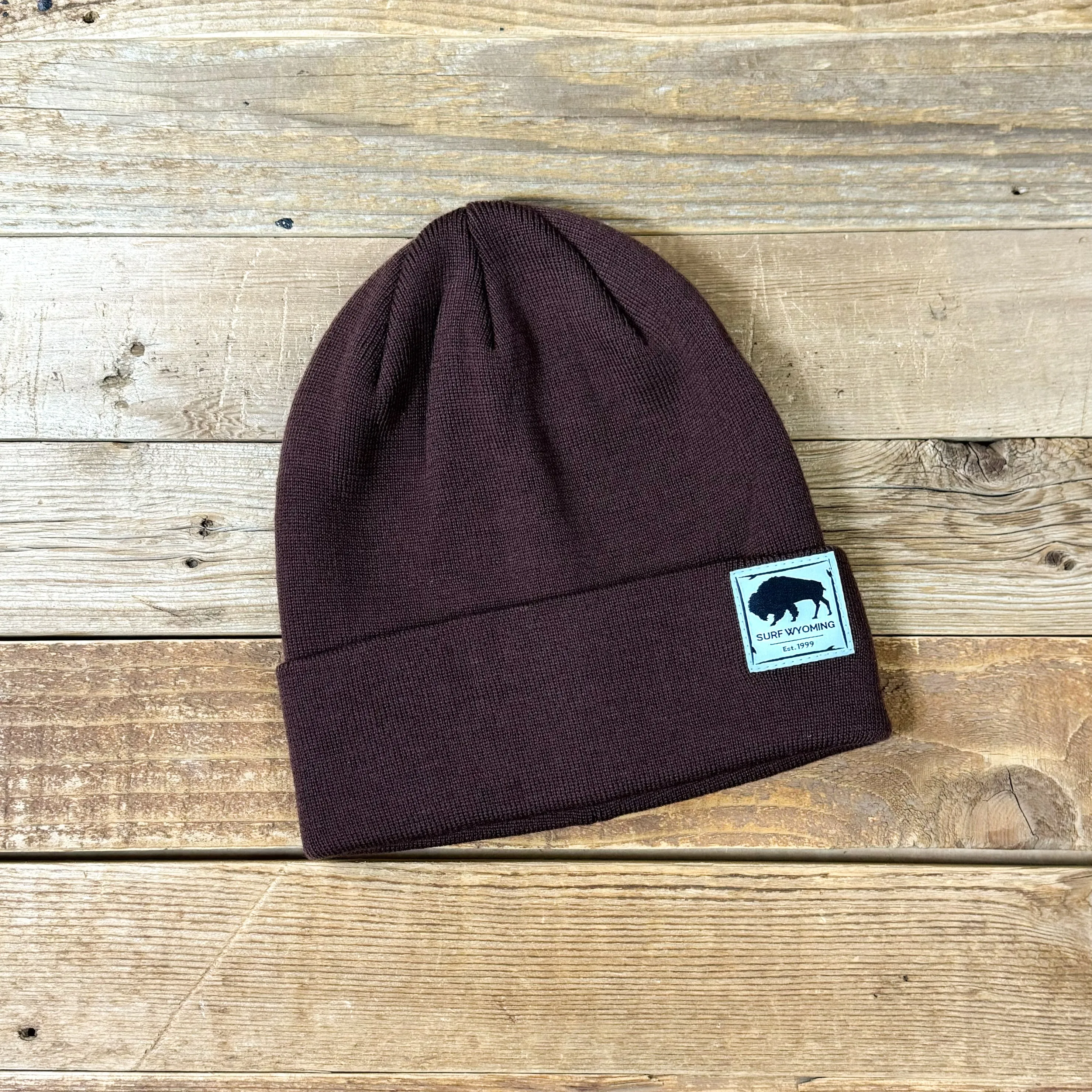 Winter Surf Wyoming Patch Beanie • Chocolate