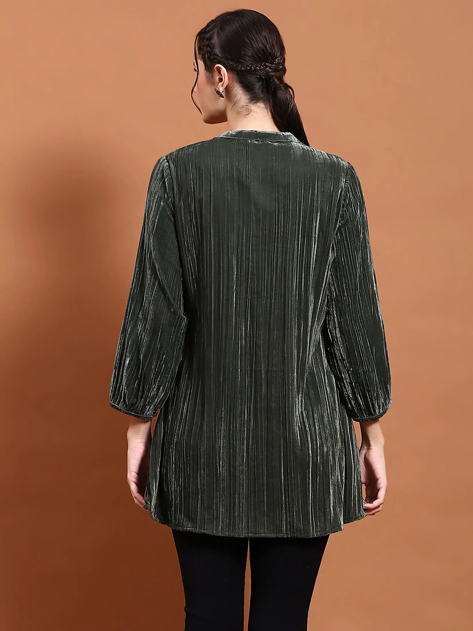 Winter Women Olive Solid Tunic