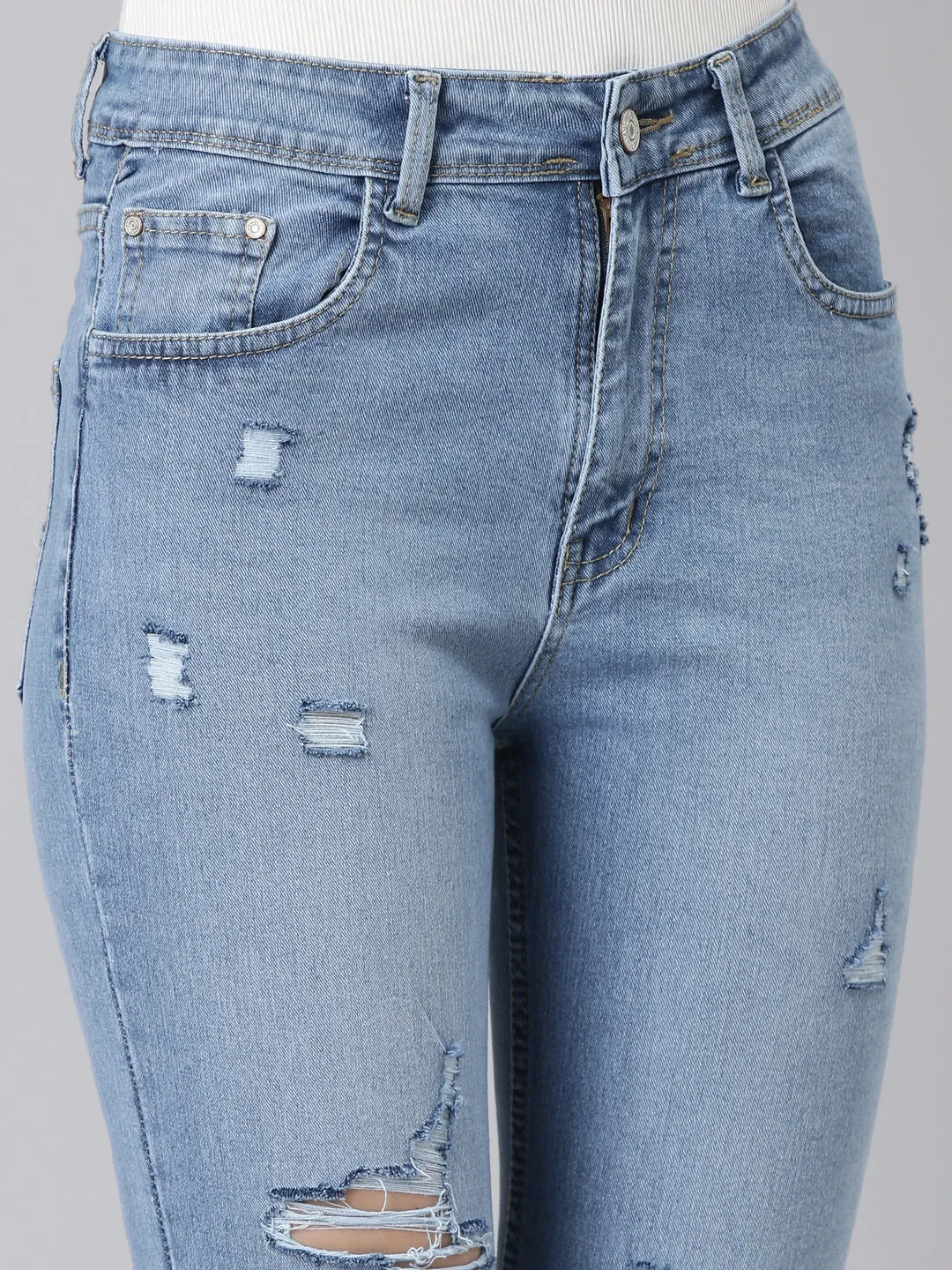 Women Blue Solid Flared Denim Jeans